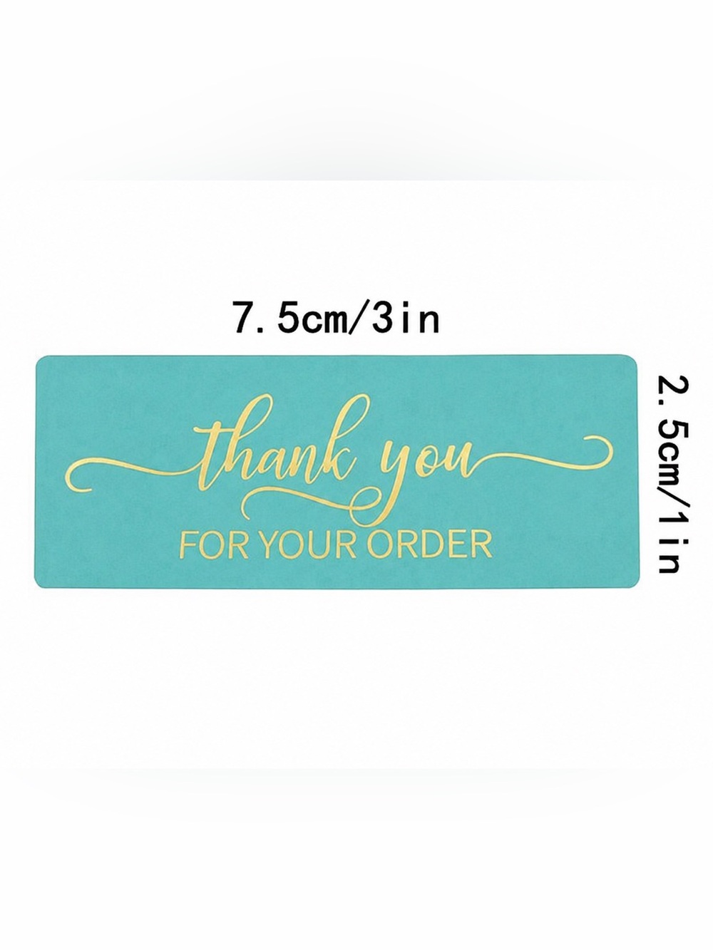 Mint Green Gold Foil Thank You Stickers 3x1 Rectangle Packaging Shipping 125 Pc - Picture 2 of 2